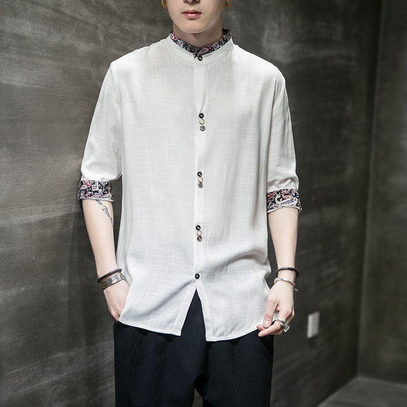 Hanfu linen shirt men