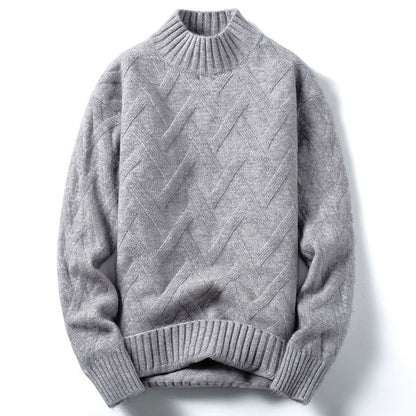 Half Turtleneck Sweater Men Korean Loose Knit Sweater