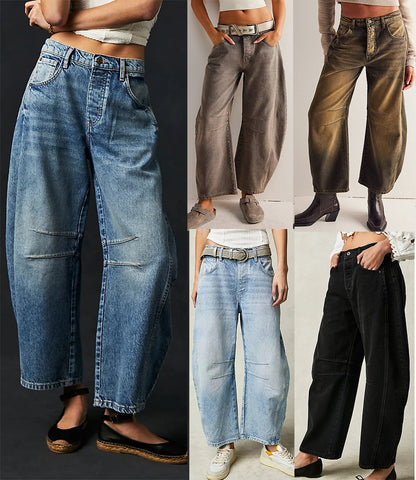 High Stretch Mid-Rise Barrel Jeans