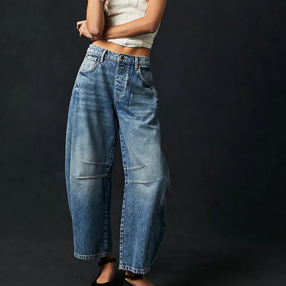 High Stretch Mid-Rise Barrel Jeans