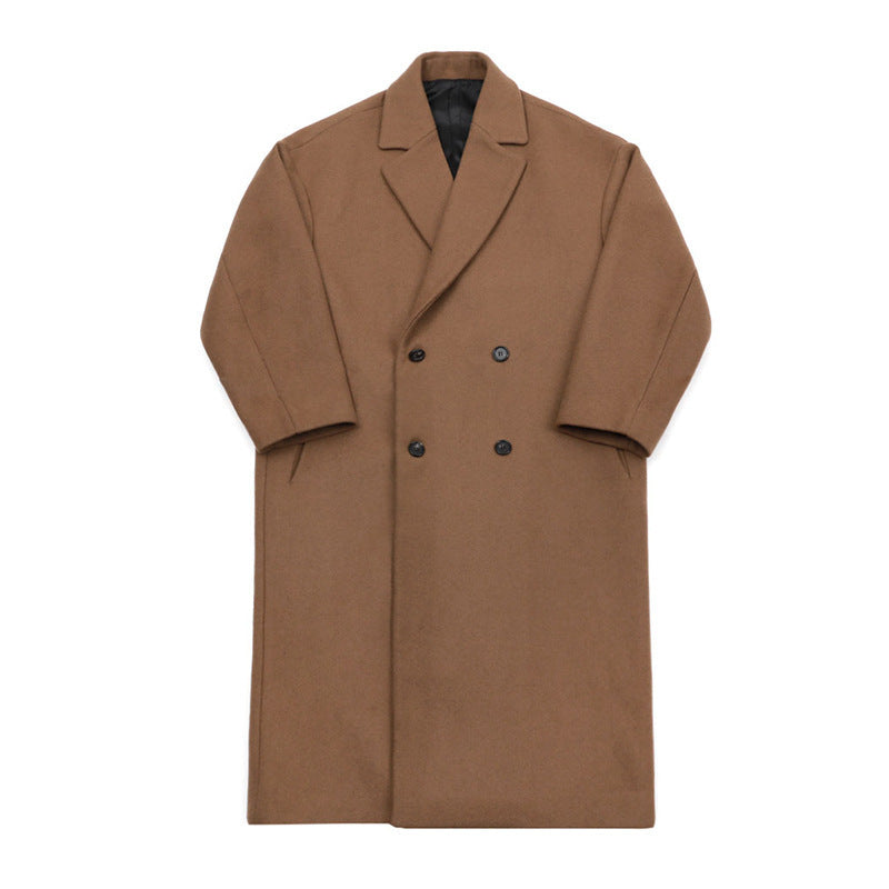 Trendy Loose Warm Woolen Trench Coat Jacket Men