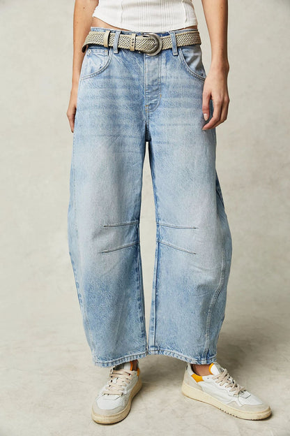 High Stretch Mid-Rise Barrel Jeans