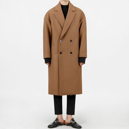 Trendy Loose Warm Woolen Trench Coat Jacket Men